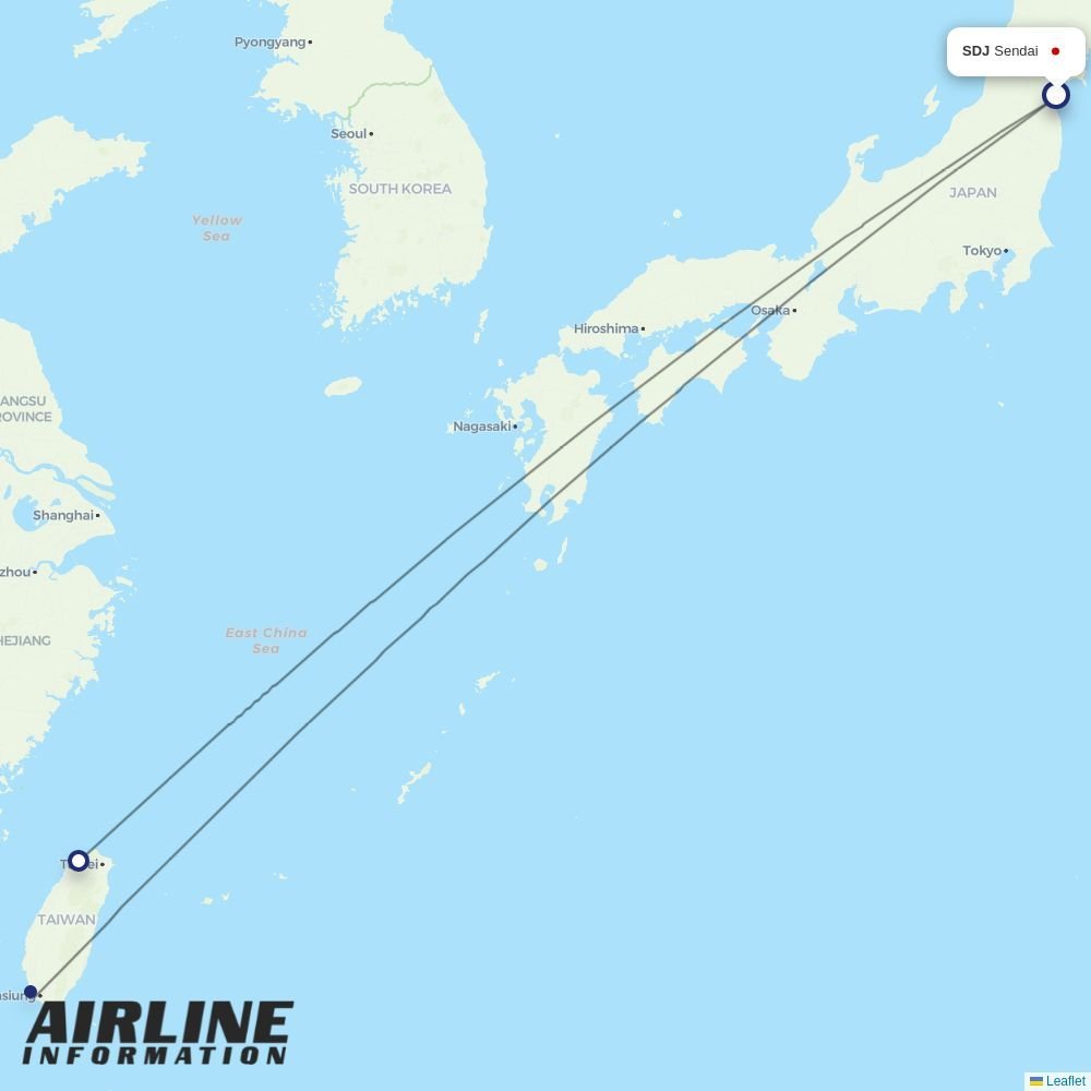 Tigerair Taiwan routes from SDJ