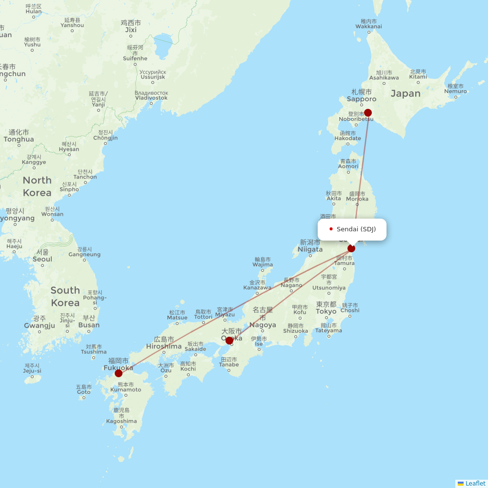 JAL at SDJ route map