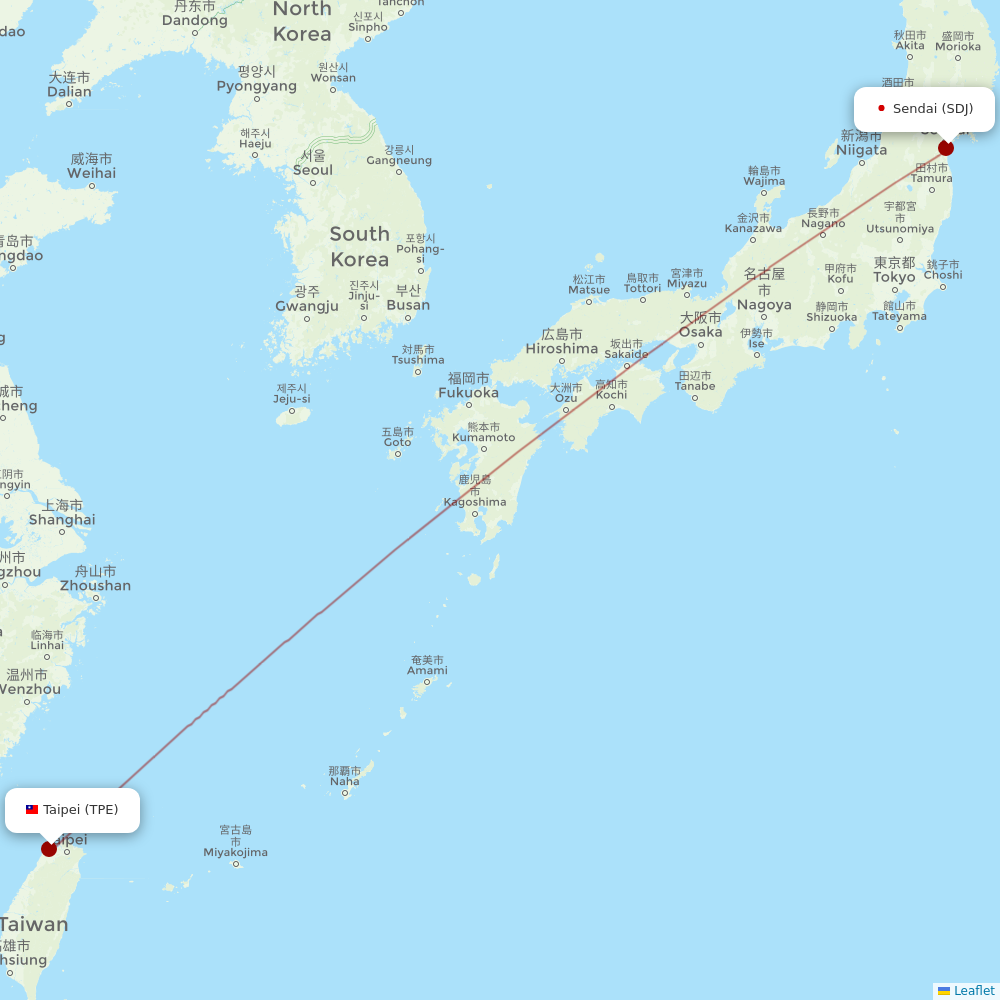 Starlux Airlines at SDJ route map