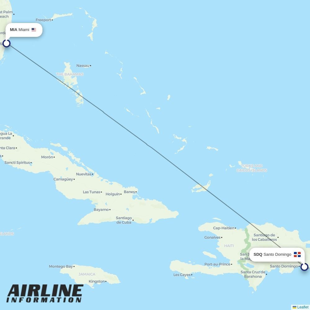 American Airlines routes from SDQ