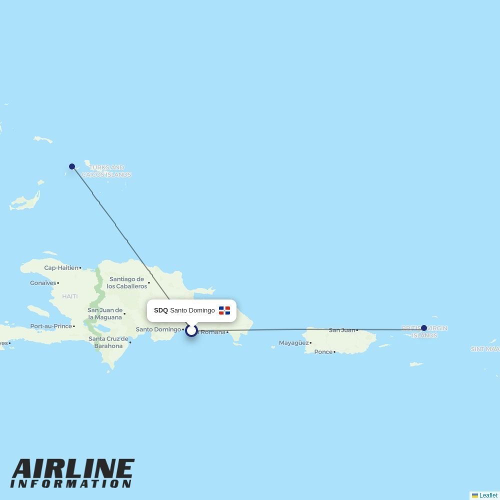 interCaribbean Airways routes from SDQ