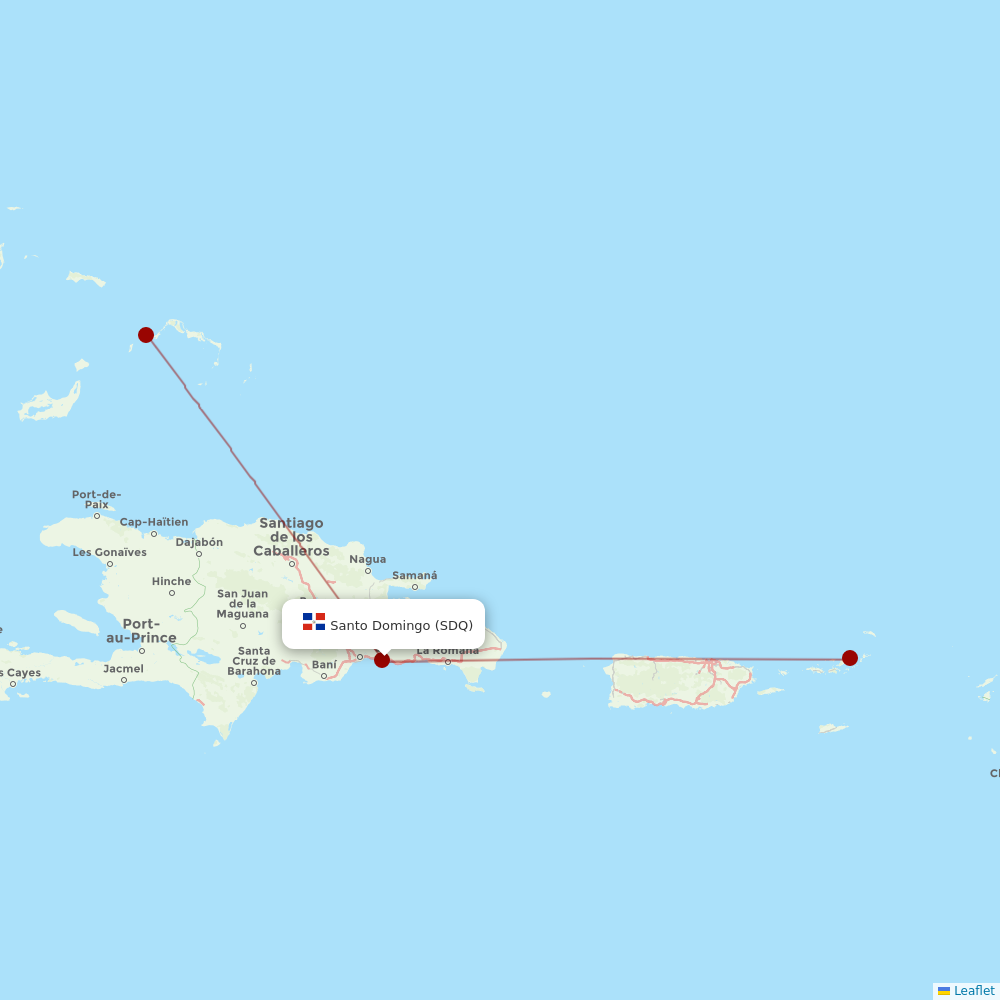 interCaribbean Airways at SDQ route map