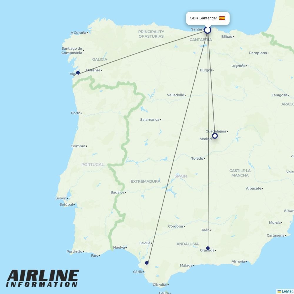 Iberia routes from SDR
