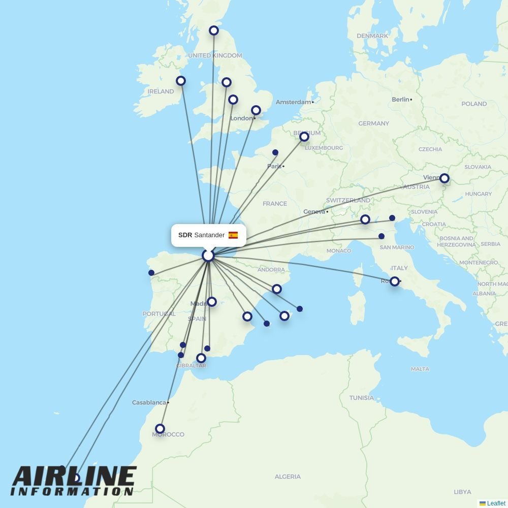 Binter Canarias routes from SDR