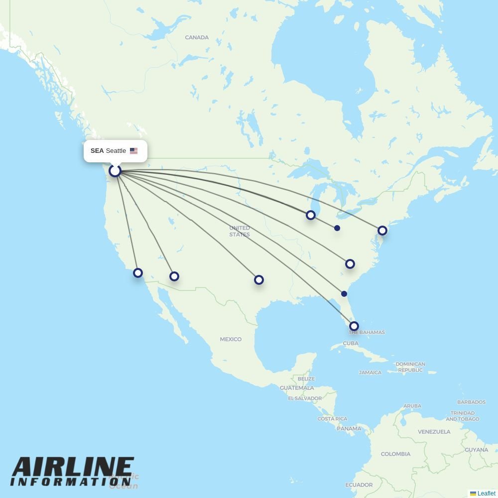 American Airlines routes from SEA