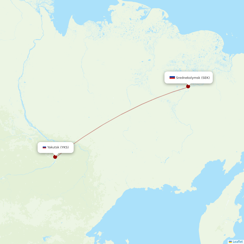 Yakutia at SEK route map