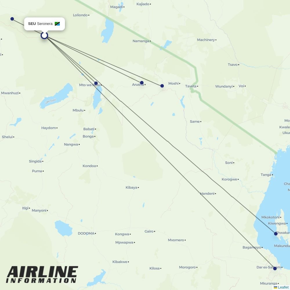 Auric Air routes from SEU