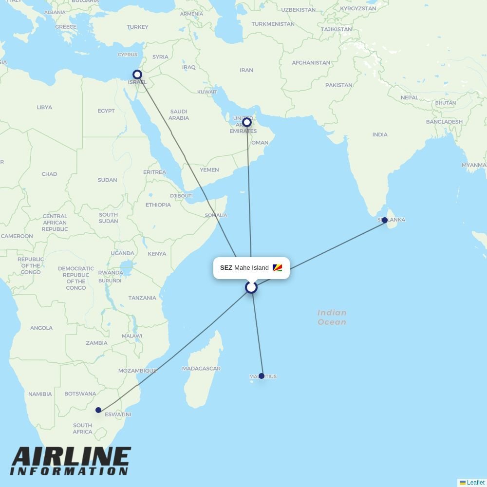 Air Seychelles routes from SEZ