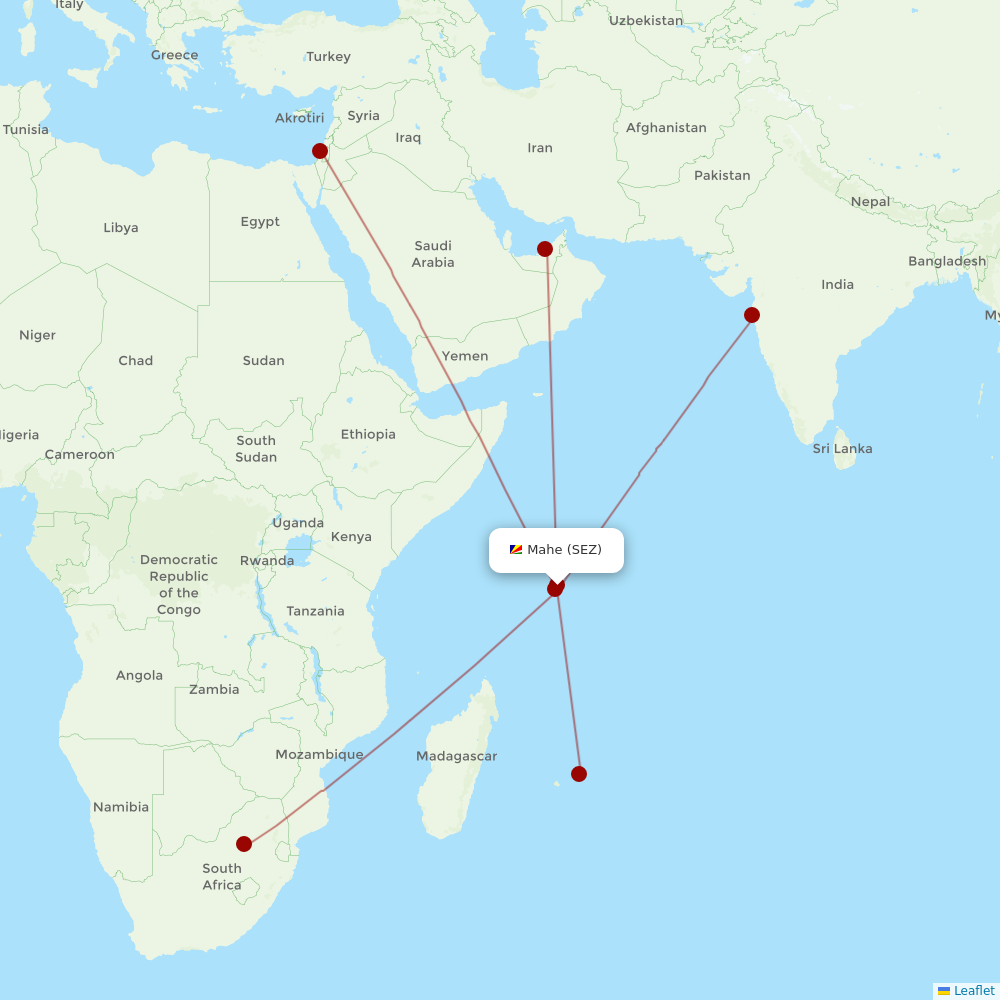 Air Seychelles at SEZ route map