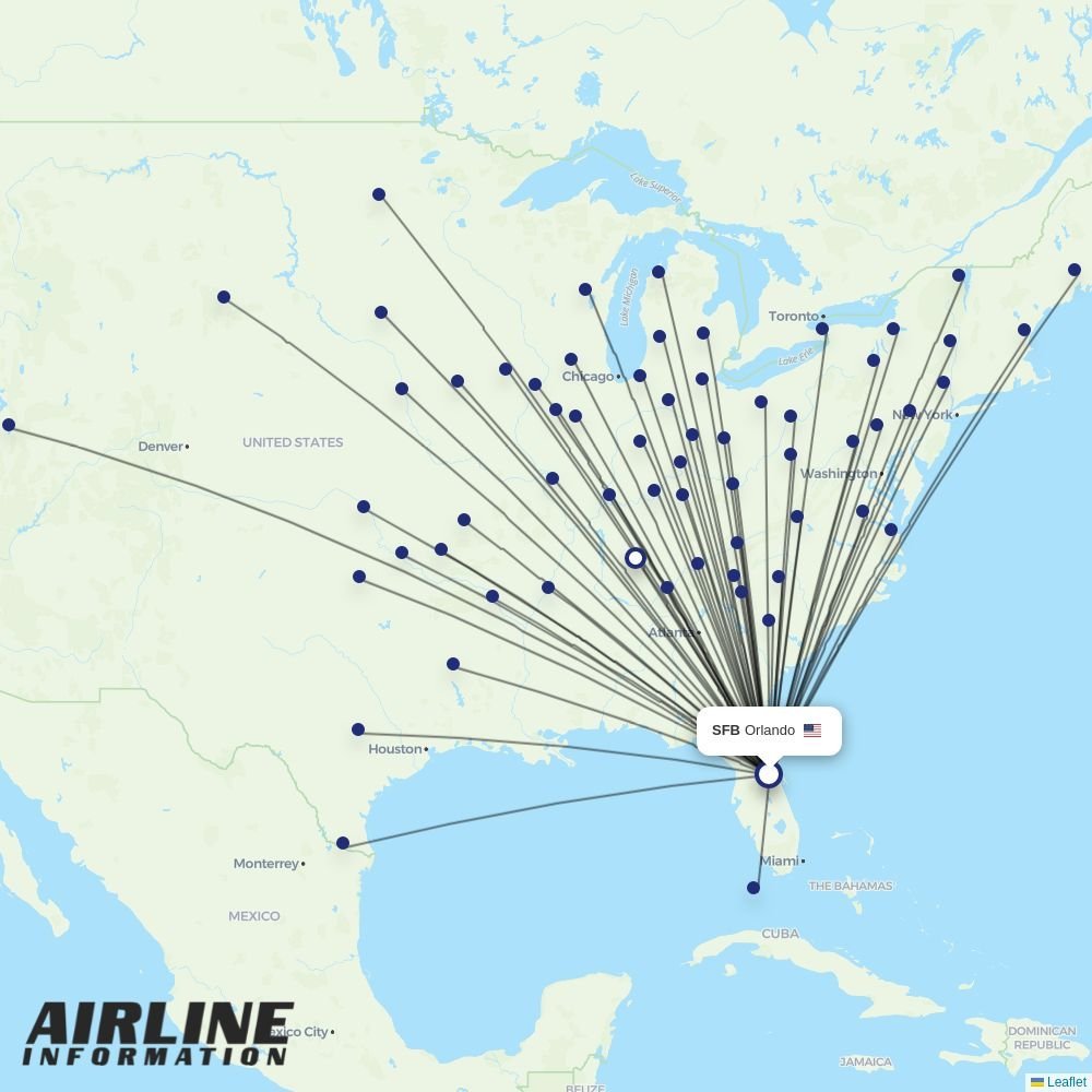Allegiant routes from SFB