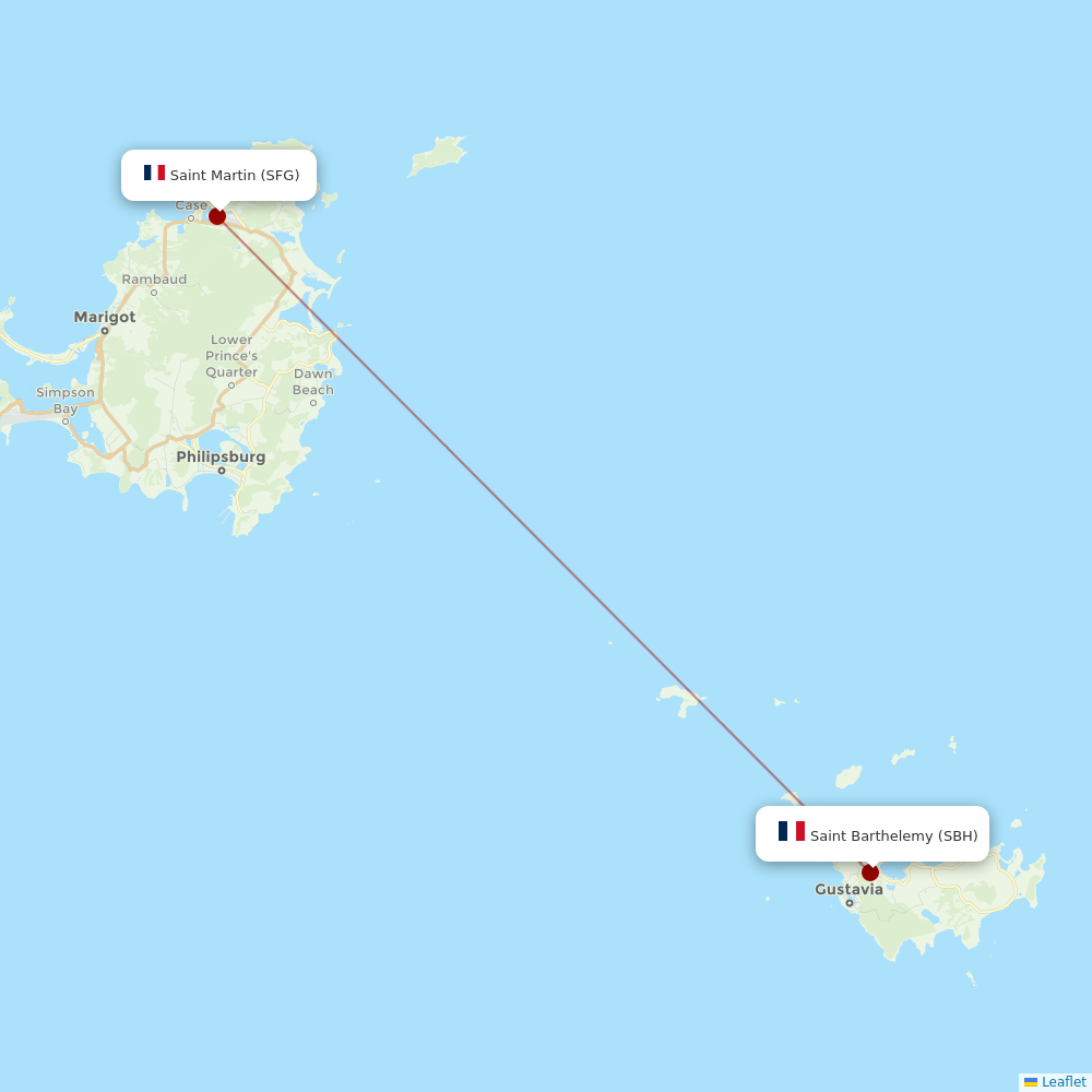 Saint Barth Commuter at SFG route map