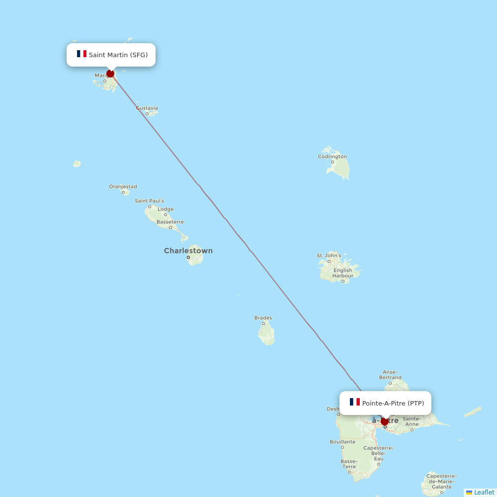 Air Caraibes at SFG route map