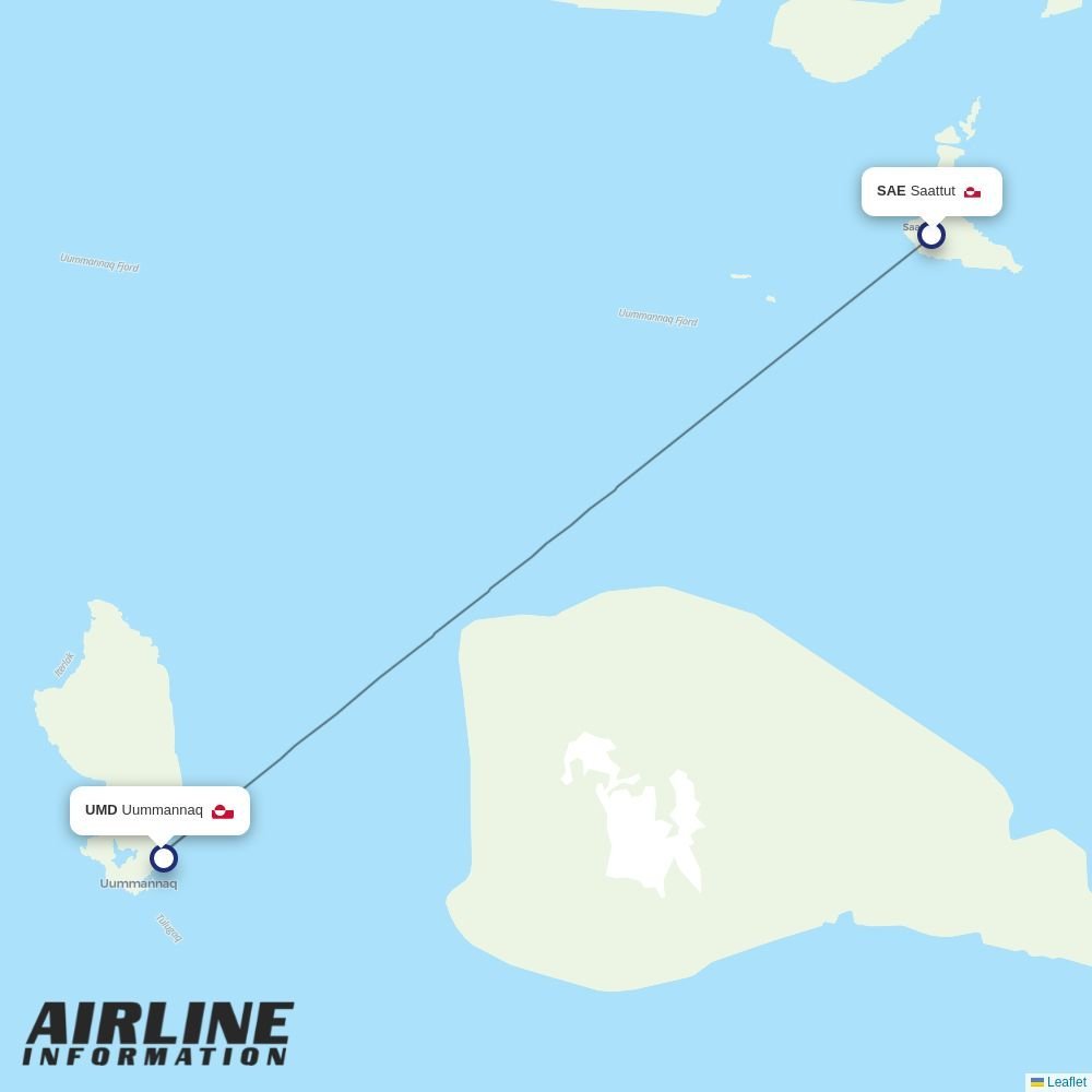 Air Greenland routes from SFJ