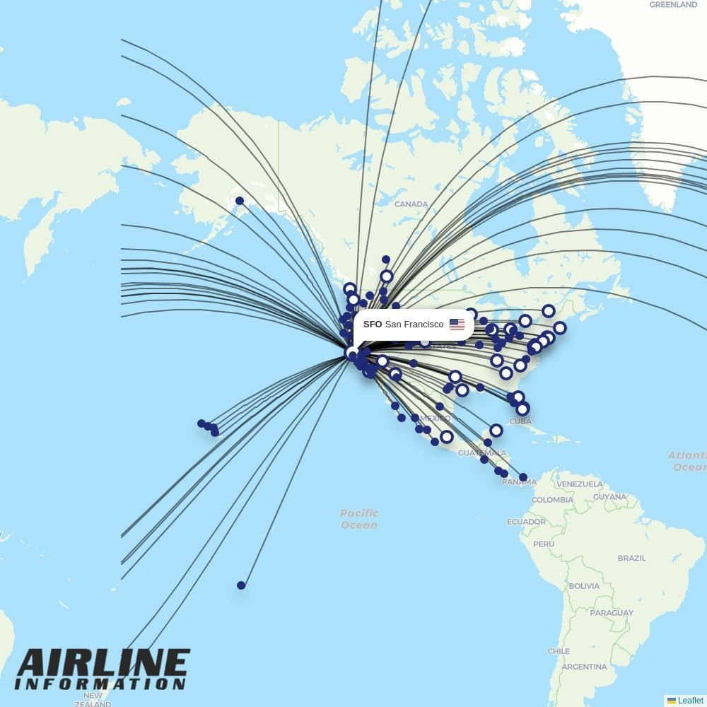 Frontier routes from SFO