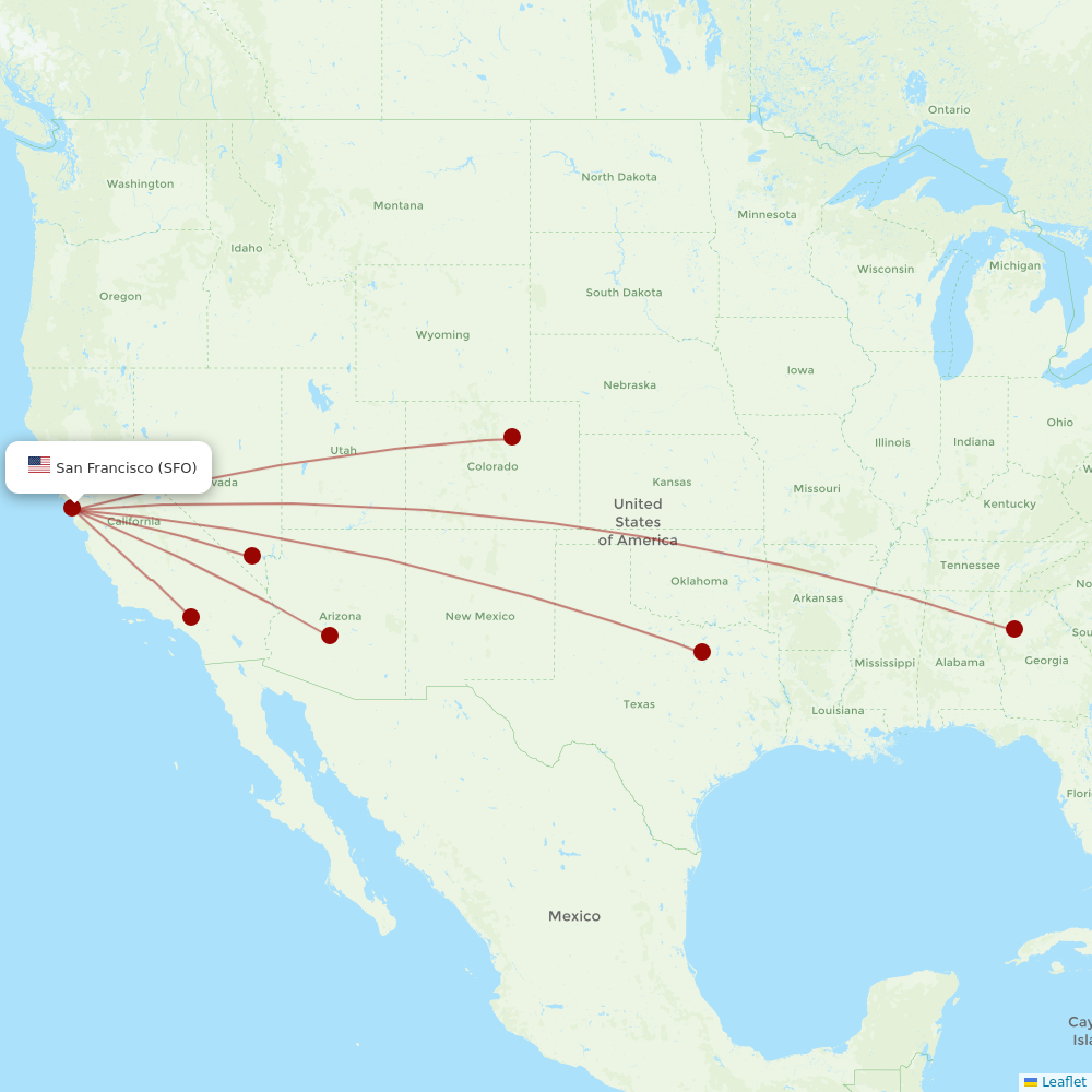 Frontier Airlines at SFO route map