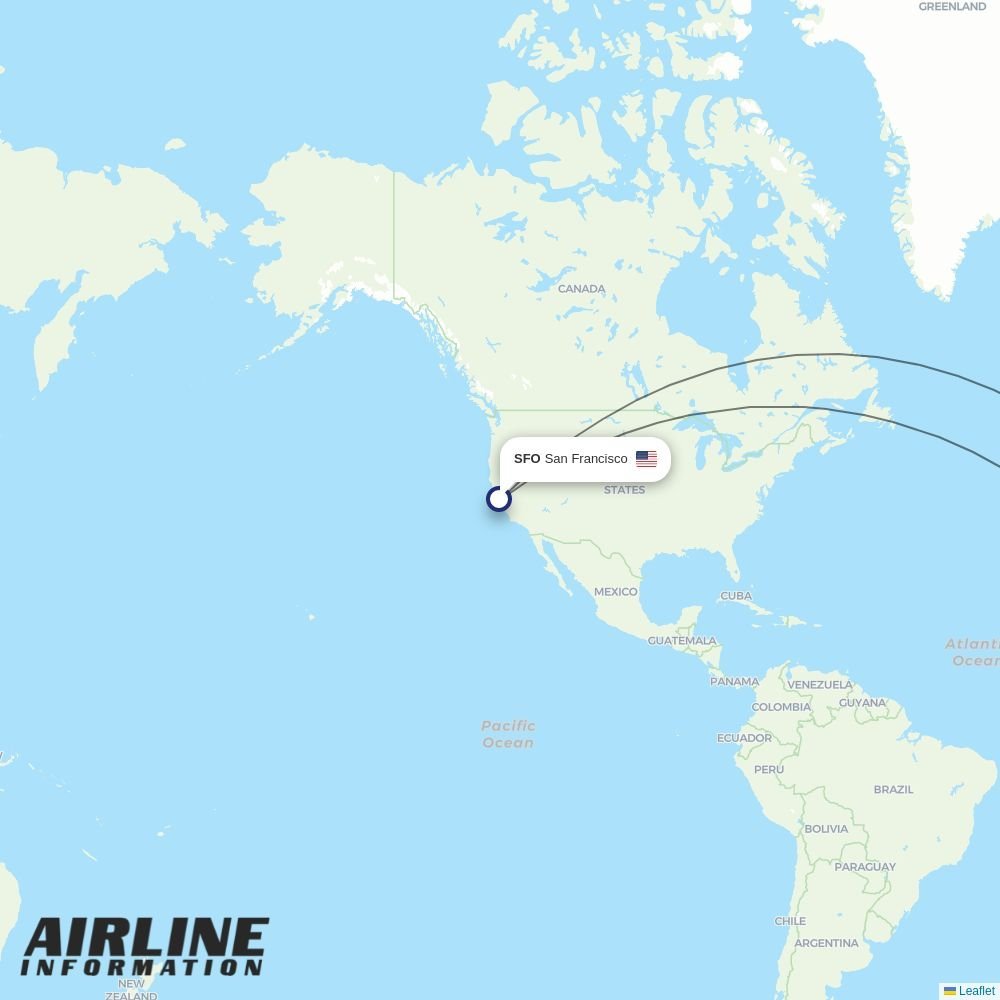 TAP routes from SFO