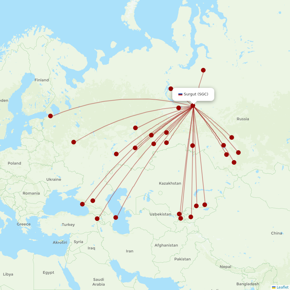 UTair at SGC route map