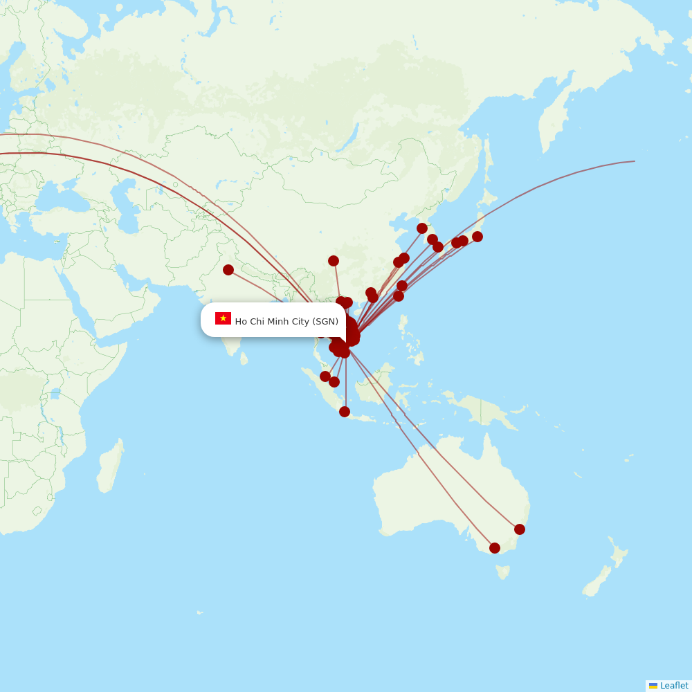 Vietnam Airlines at SGN route map