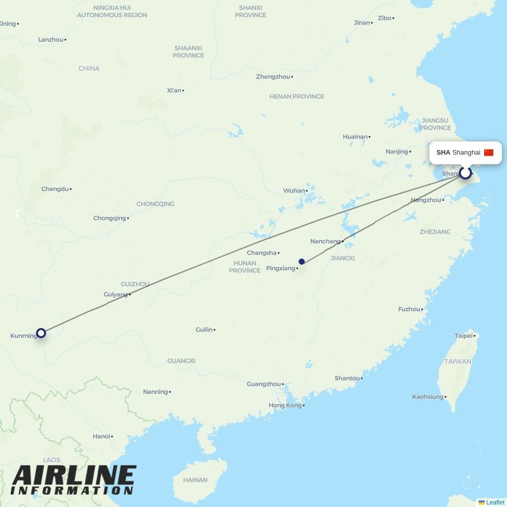 Lucky Air routes from SHA