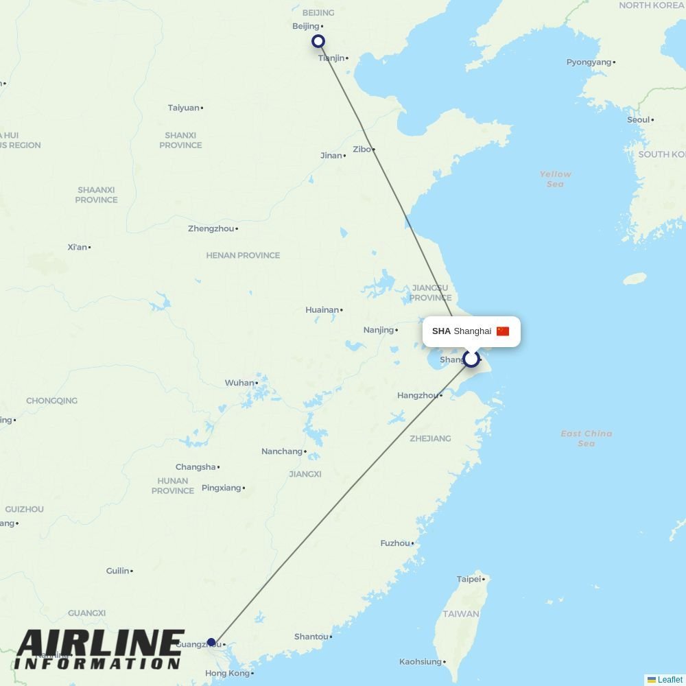 China United Airlines routes from SHA