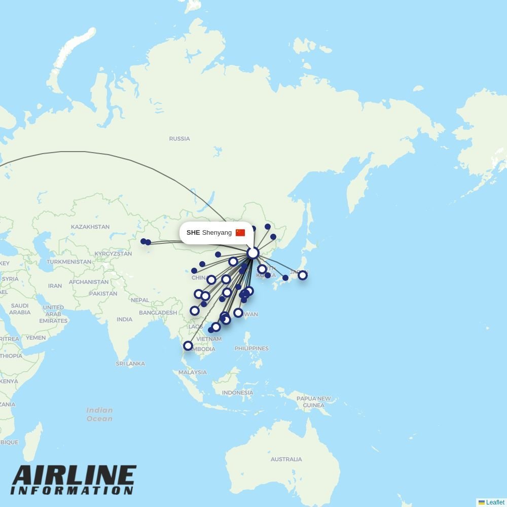 China Southern routes from SHE