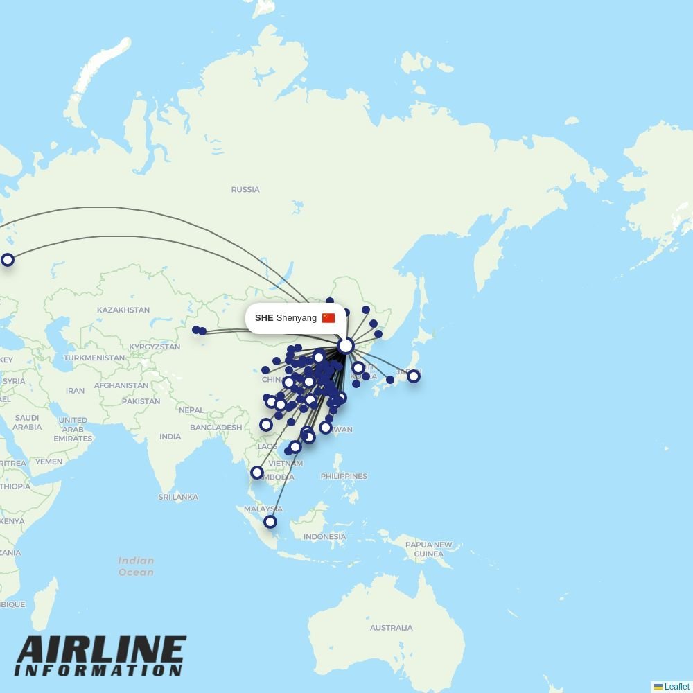 Ruili Airlines routes from SHE