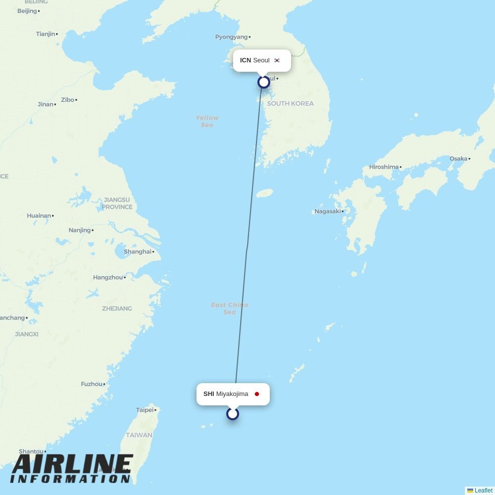 Jin Air routes from SHI