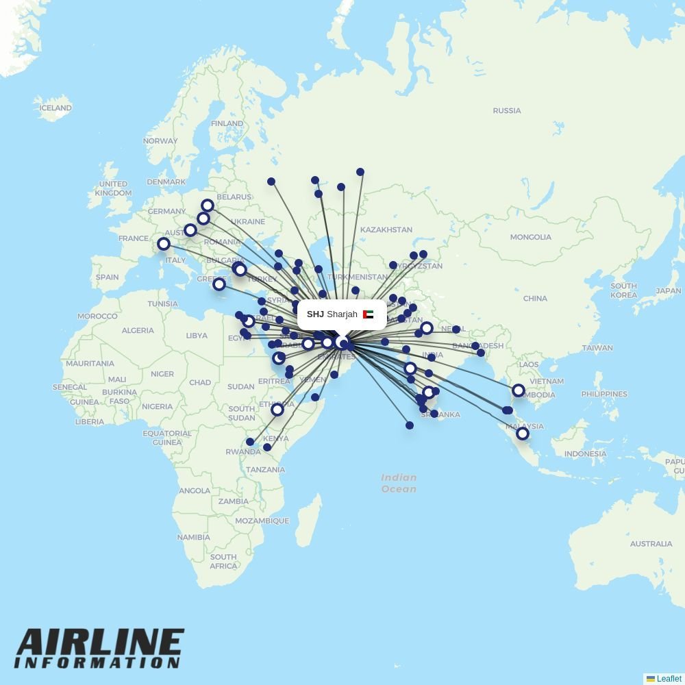Air Arabia routes from SHJ
