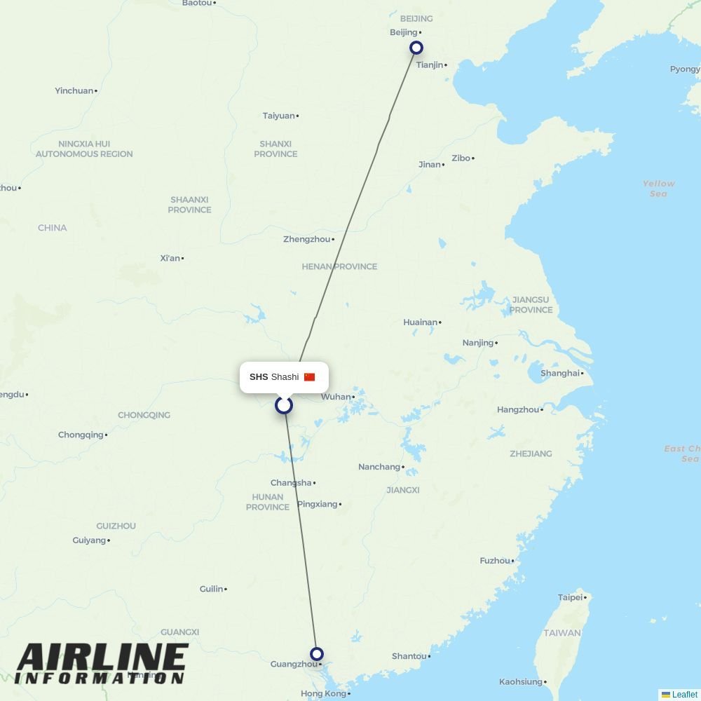 China Southern routes from SHS