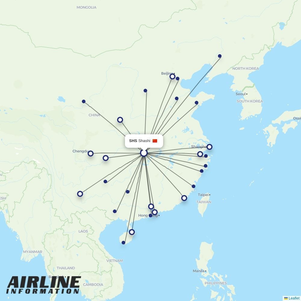 XiamenAir routes from SHS
