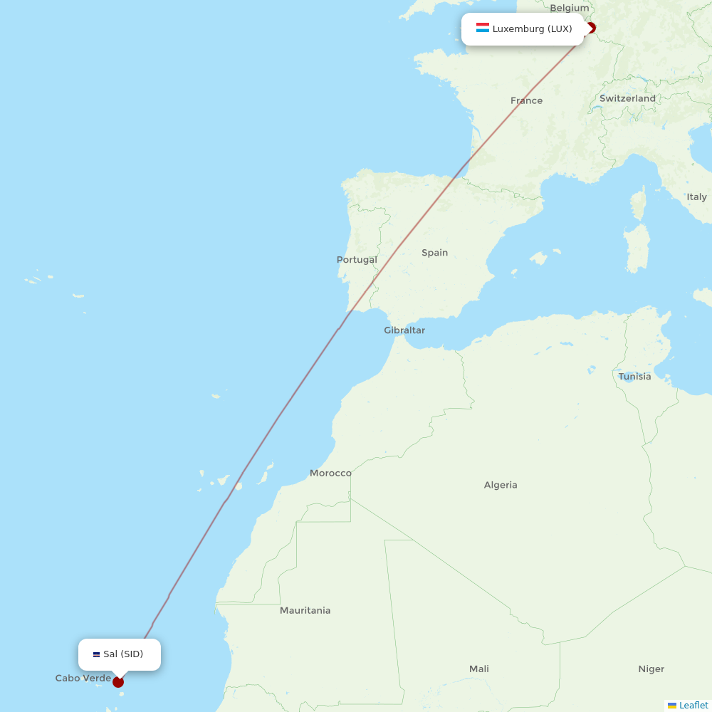 Luxair at SID route map