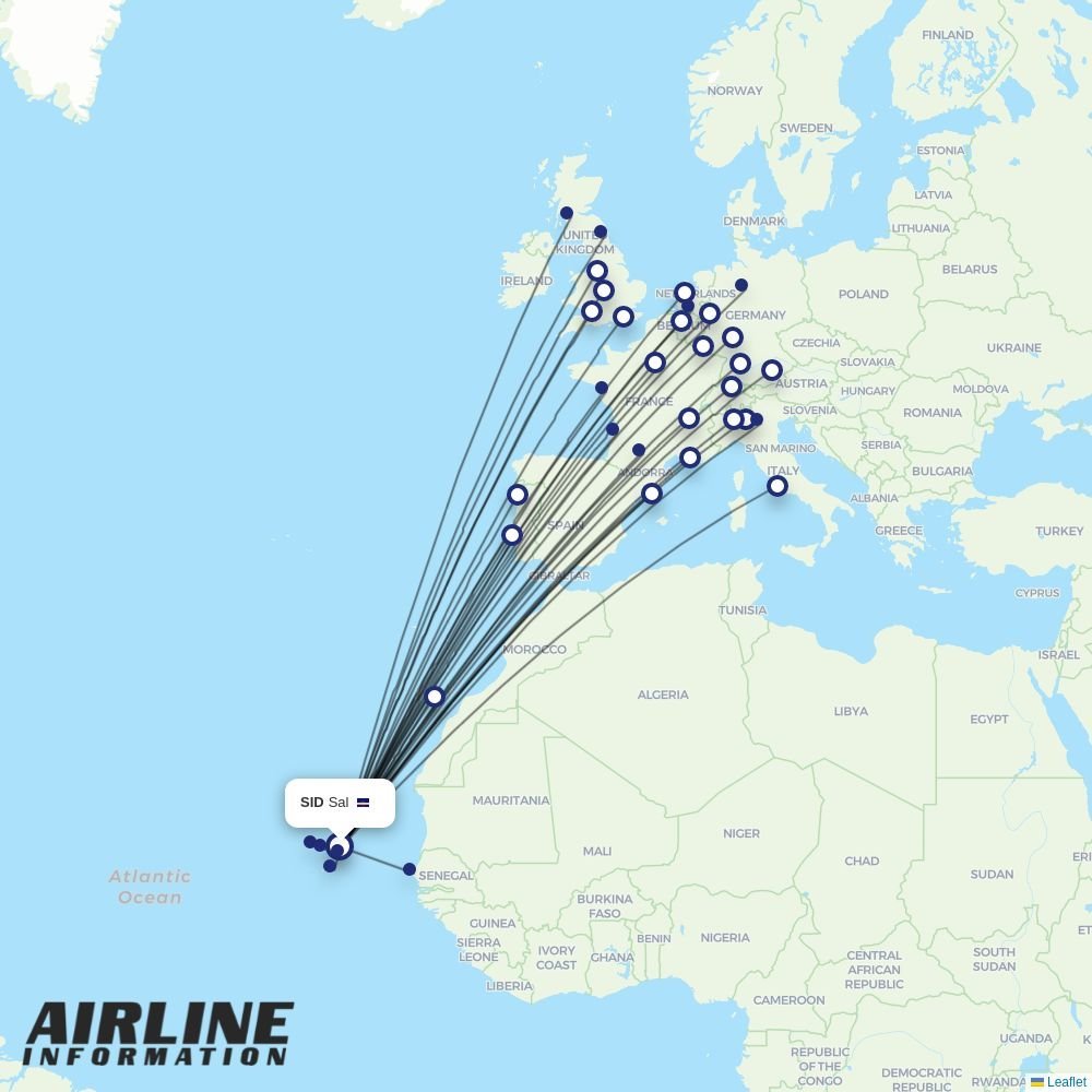 Transavia France routes from SID