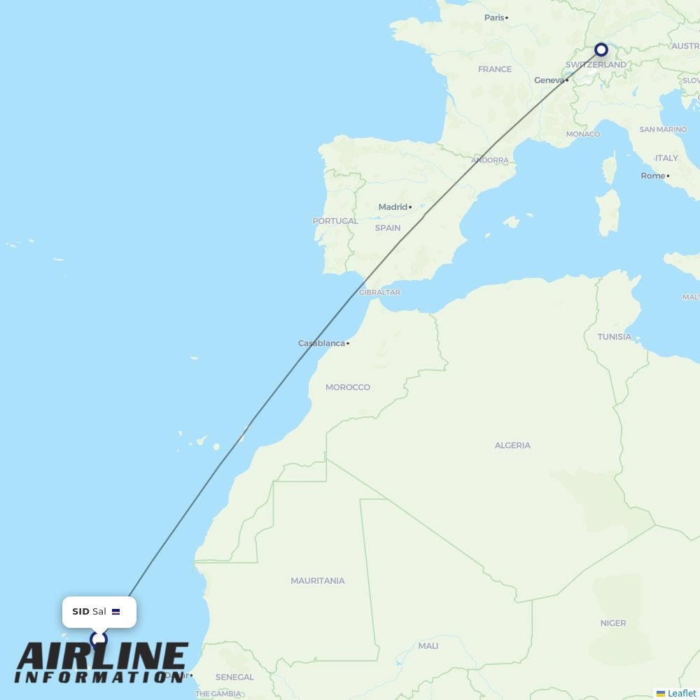 Edelweiss routes from SID