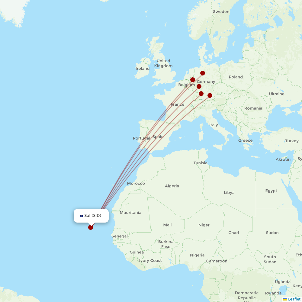 TUIfly at SID route map