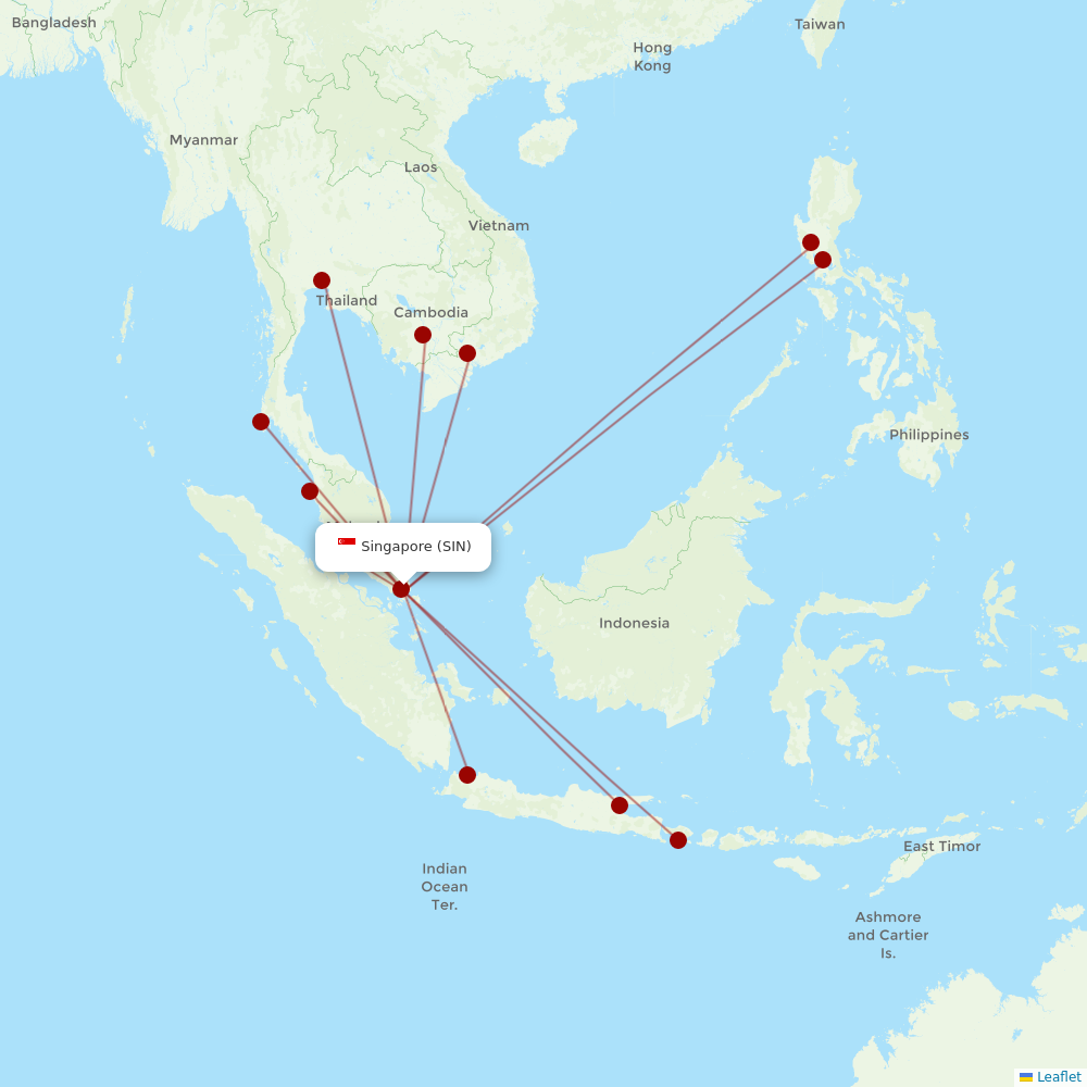 Jetstar Asia at SIN route map