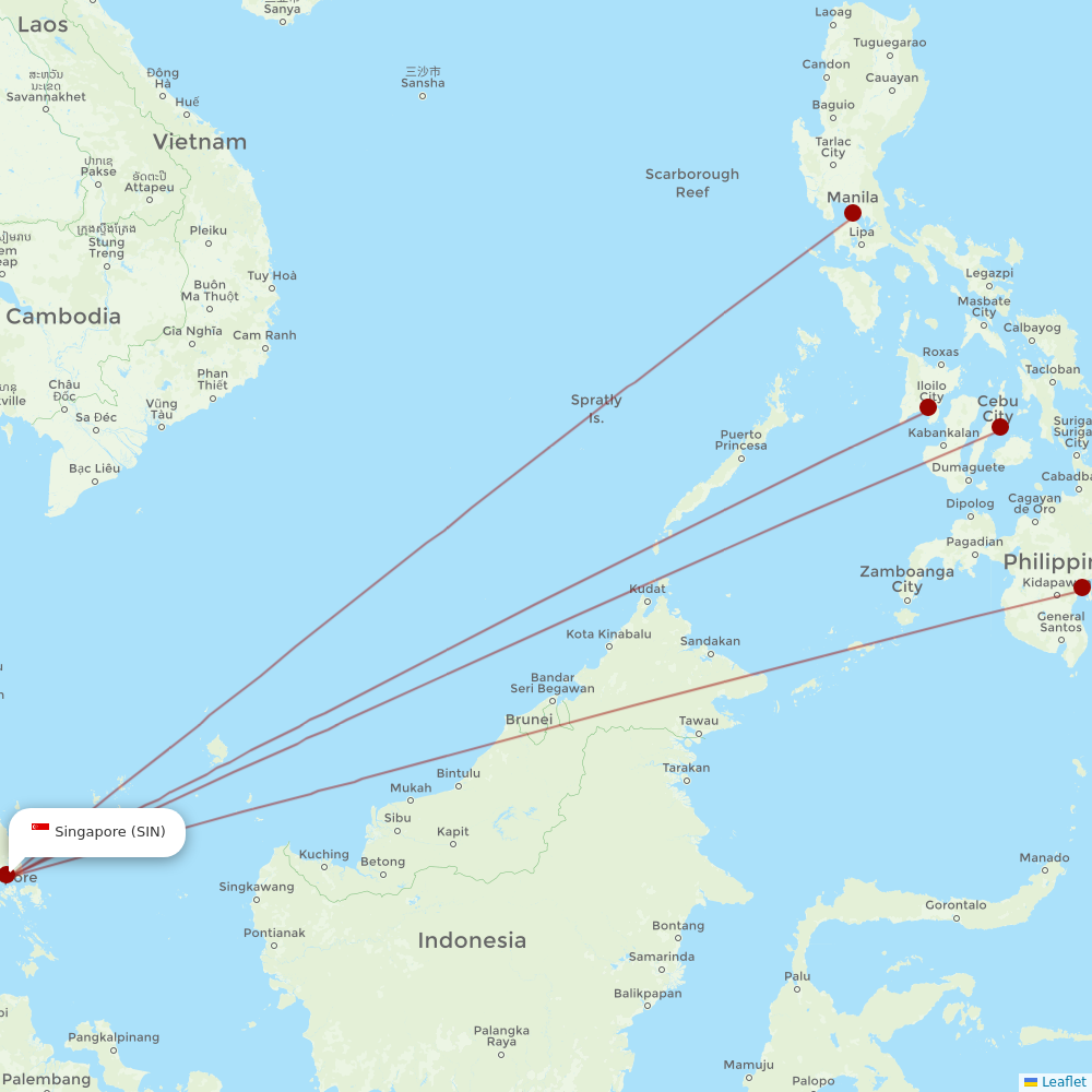 Cebu Pacific Air at SIN route map