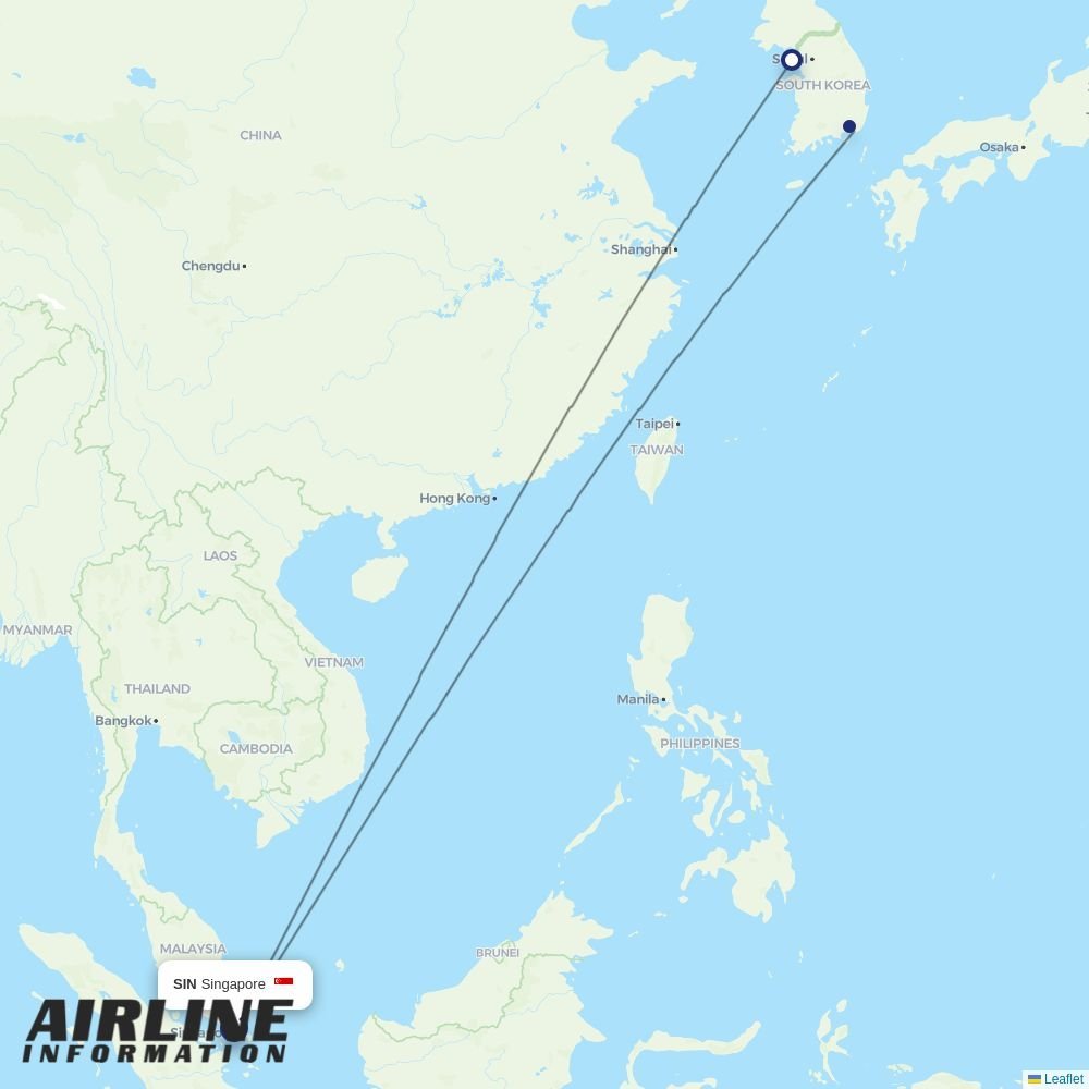 Jeju Air routes from SIN