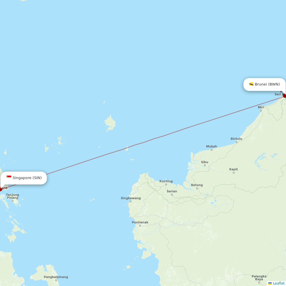 Royal Brunei Airlines at SIN route map