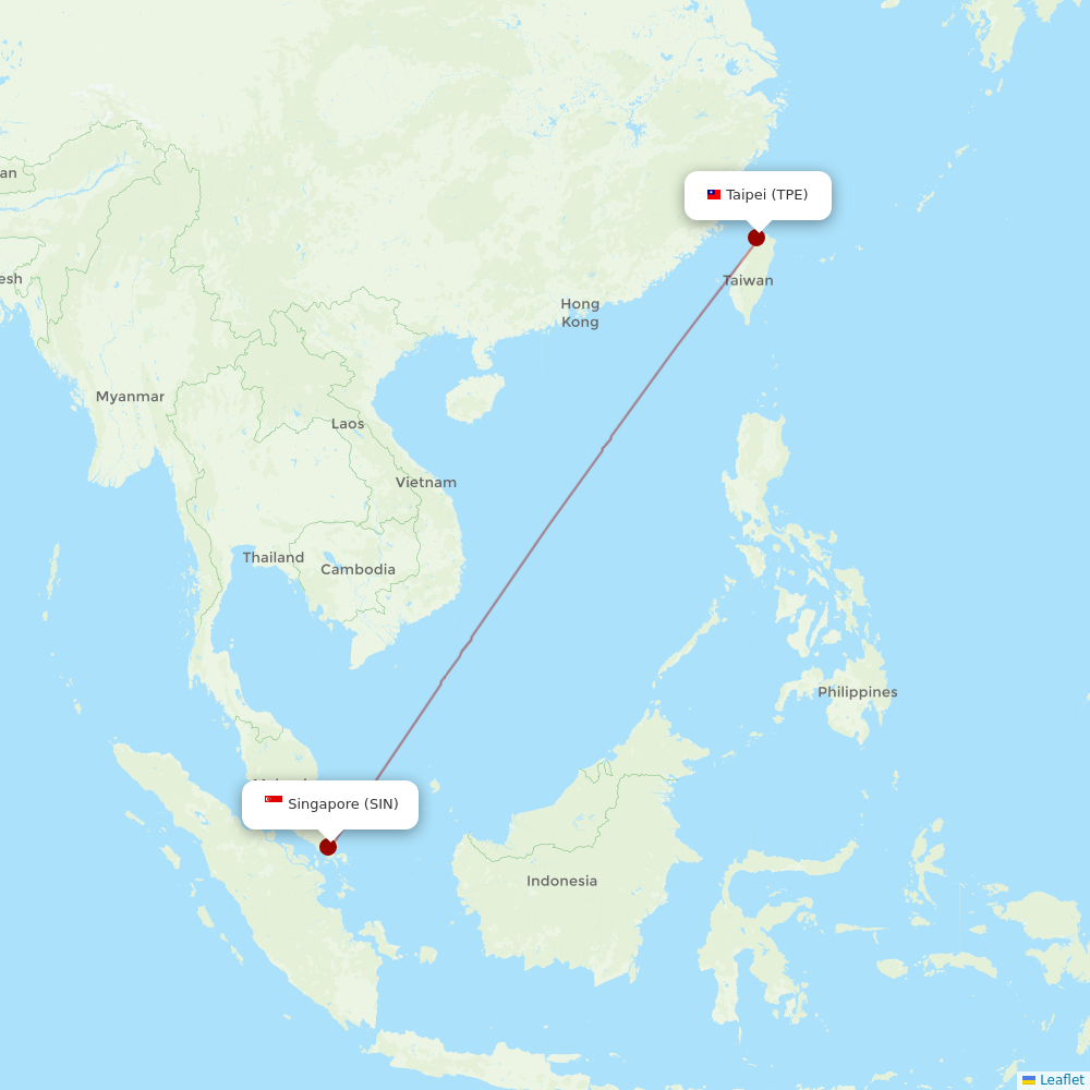 China Airlines at SIN route map