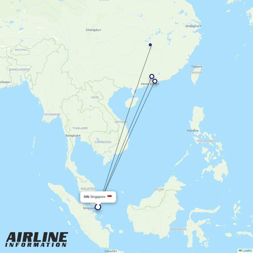 China Southern routes from SIN