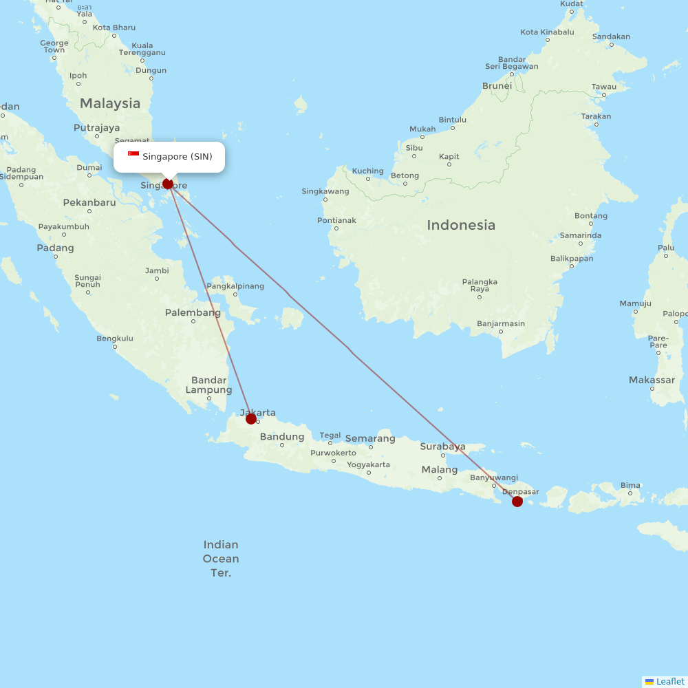 Garuda Indonesia at SIN route map