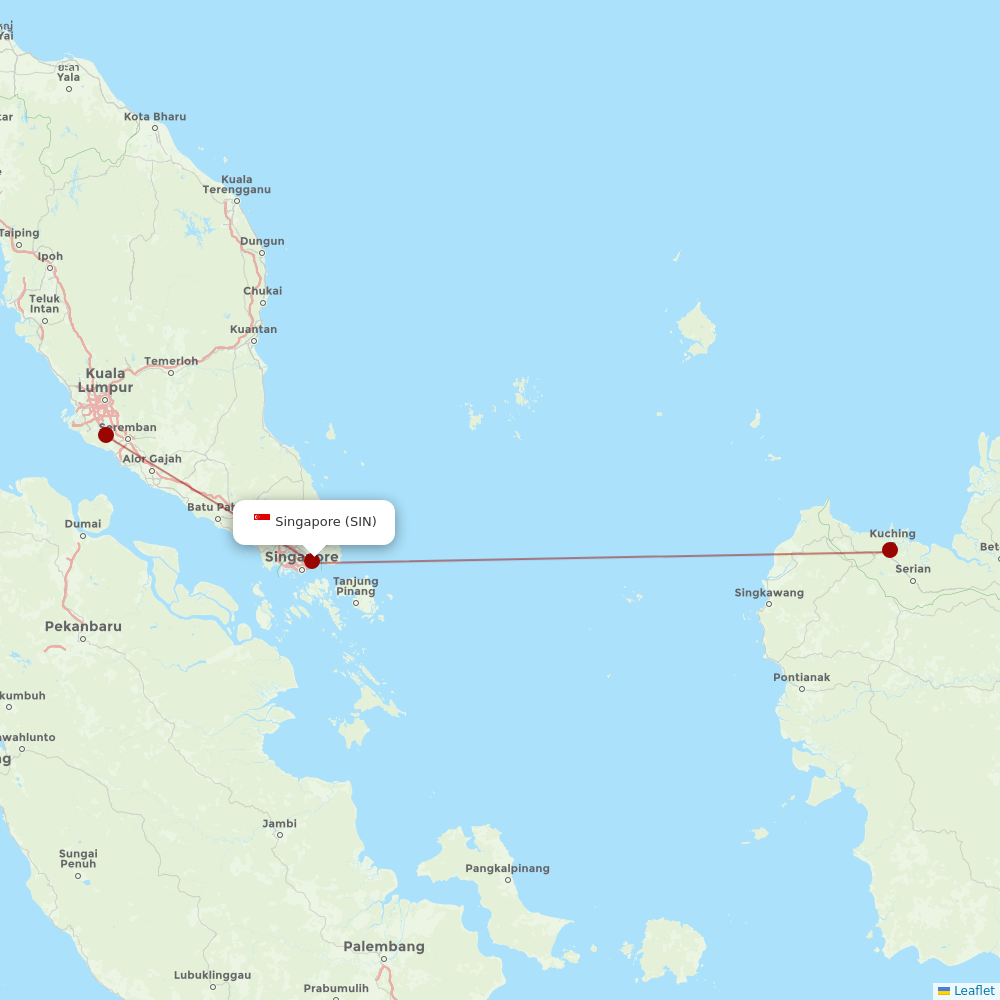 Malaysia Airlines at SIN route map