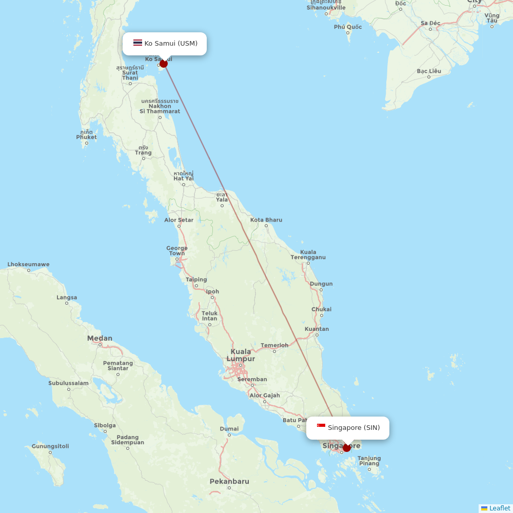 Bangkok Airways at SIN route map