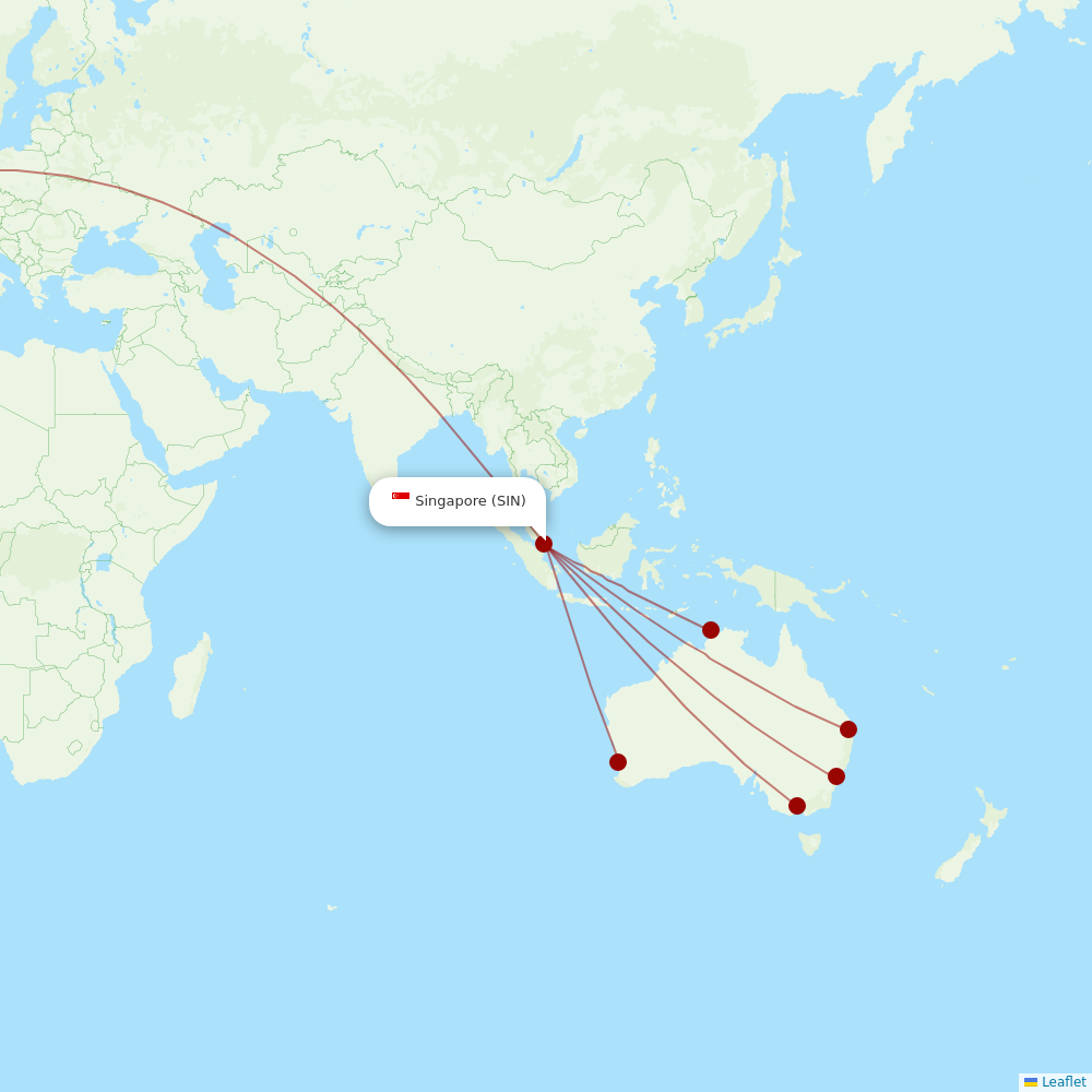 Qantas at SIN route map