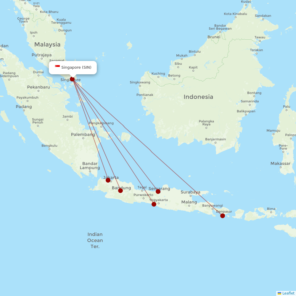 Indonesia AirAsia at SIN route map