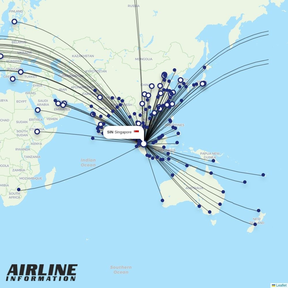 Saudia routes from SIN