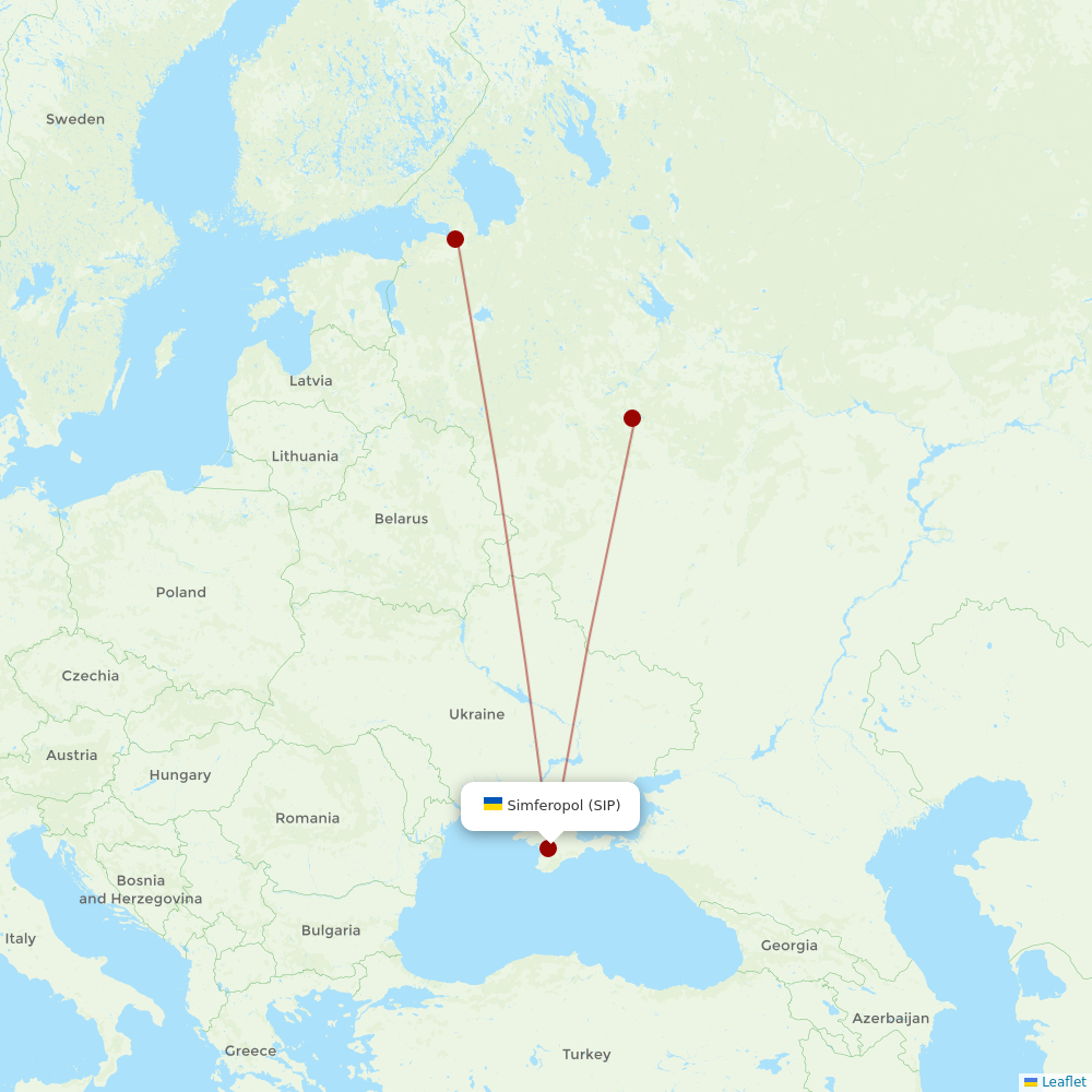 Nordavia Regional Airlines at SIP route map