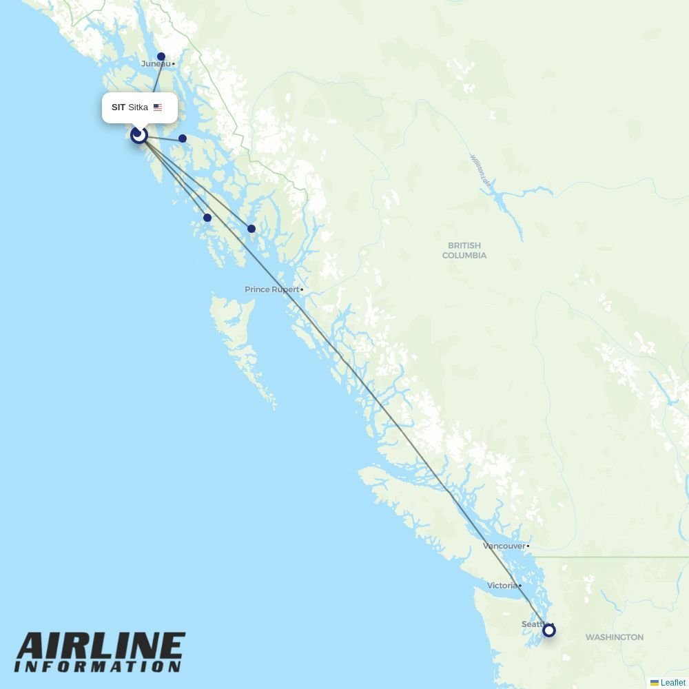 Alaska Airlines routes from SIT