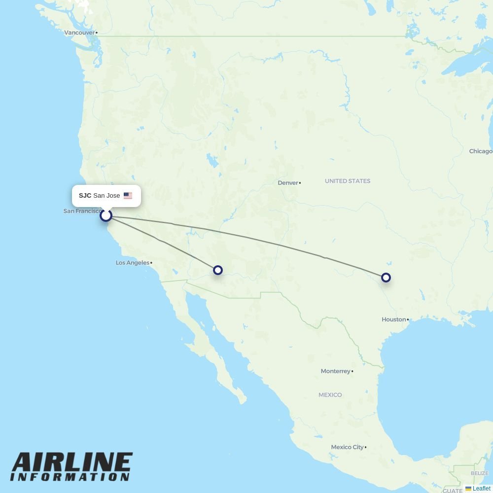 American Airlines routes from SJC
