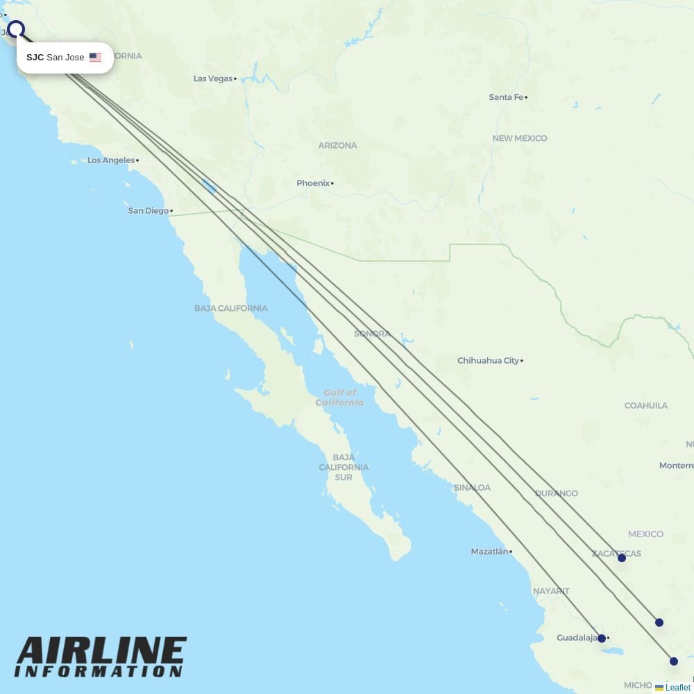 Volaris routes from SJC